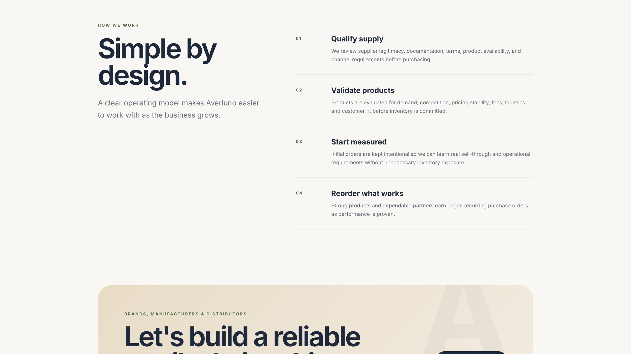 Averluno website detail